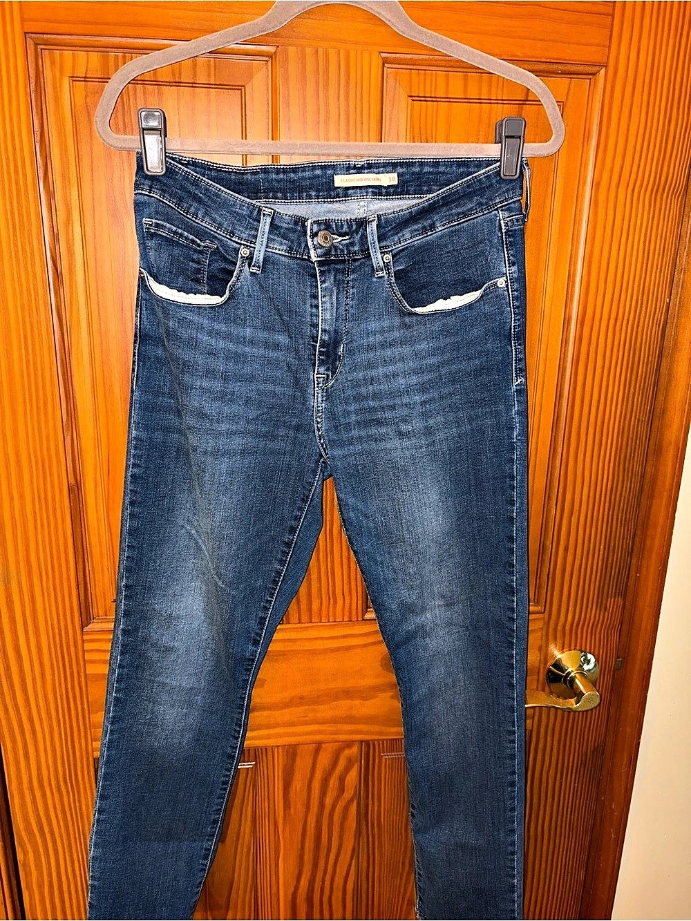 Levi's Classic Mid Rise Skinny Jeans Blue Waist 10